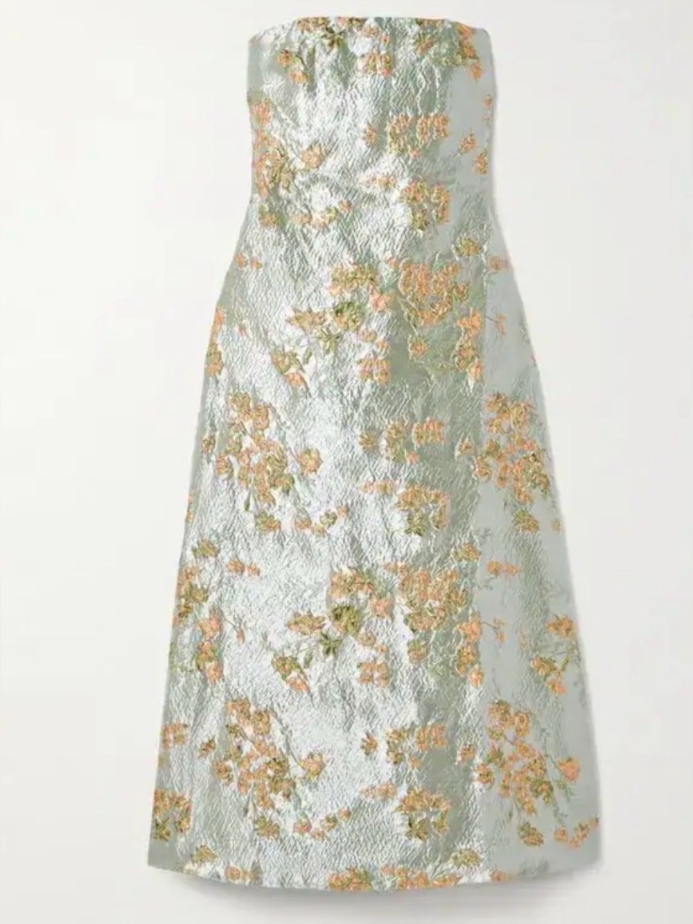 STAUD Kennedy Strapless Brocade Midi Dress size 8. - Picture 4 of 17
